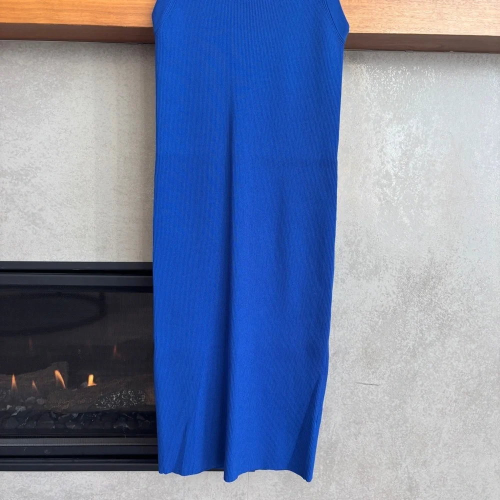 NWOT Helmut Lang Royal Blue Knit Ribbed Mini Dress, Size S - Picture 6 of 13